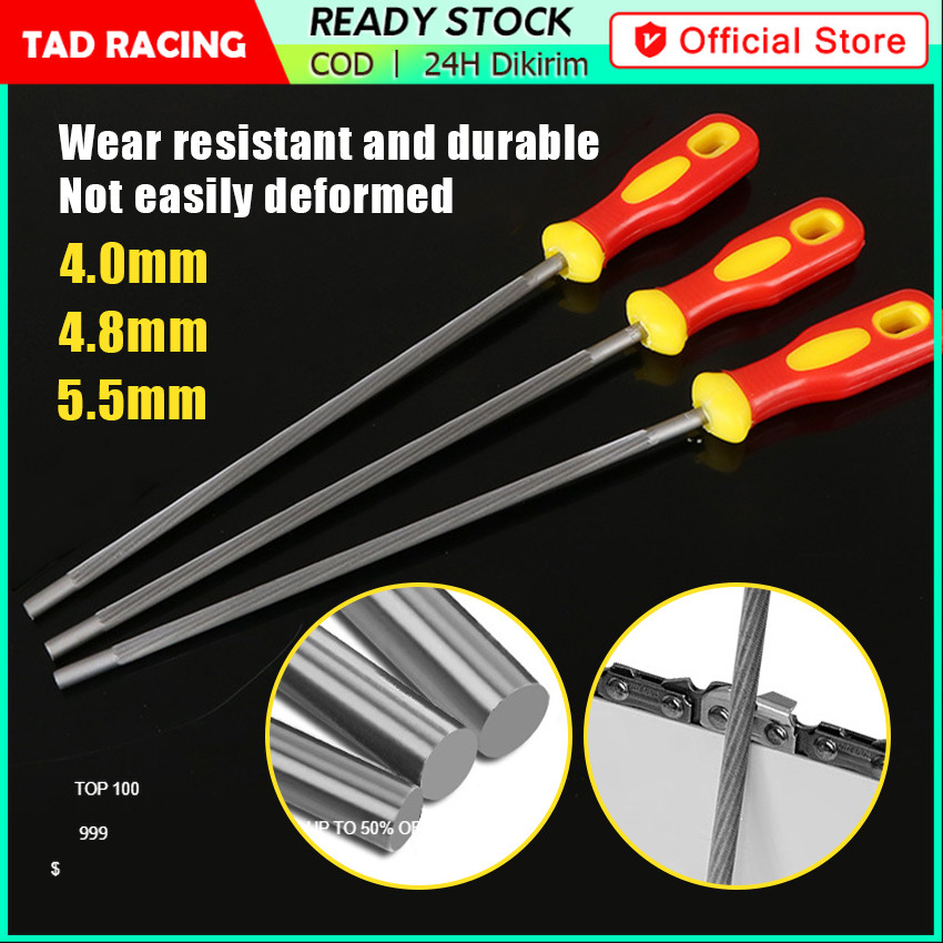 3Pcs Kikir Rantai Chainsaw Gergaji Baja Pengasah Rantai / alat Kikir Mata Gergaji Gorok Serbaguna Me