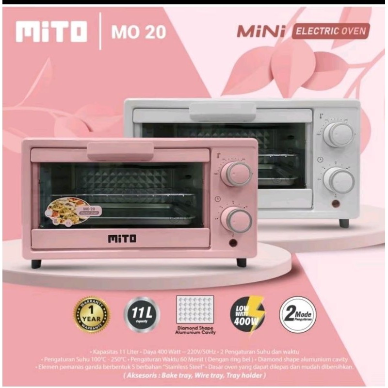 MITO Oven Listrik Mini Electric Oven MITO MO 20 MO-20 Kapasitas 11 Liter