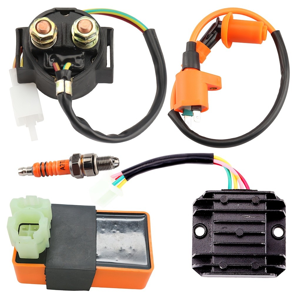 High Performance Ignition Coil + 6pin AC C + Spark Plug+Regulator & Relay For Gy6 150cc 125cc 50cc E