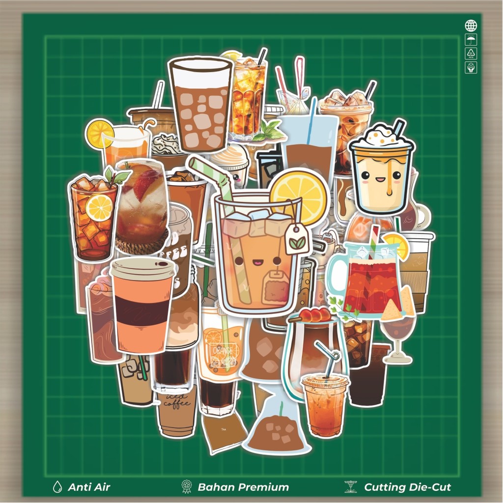 

HOT 50 PCS STIKER Stiker Minuman Ice Tea & Coffe Stiker Fashion Cars Decal Dingin Kartu Album Custom Vinyl Anti Air- Sticker Aesthetic Buku Journal Koper Casing HP Tablet Laptop Helm Motor Botol Minum