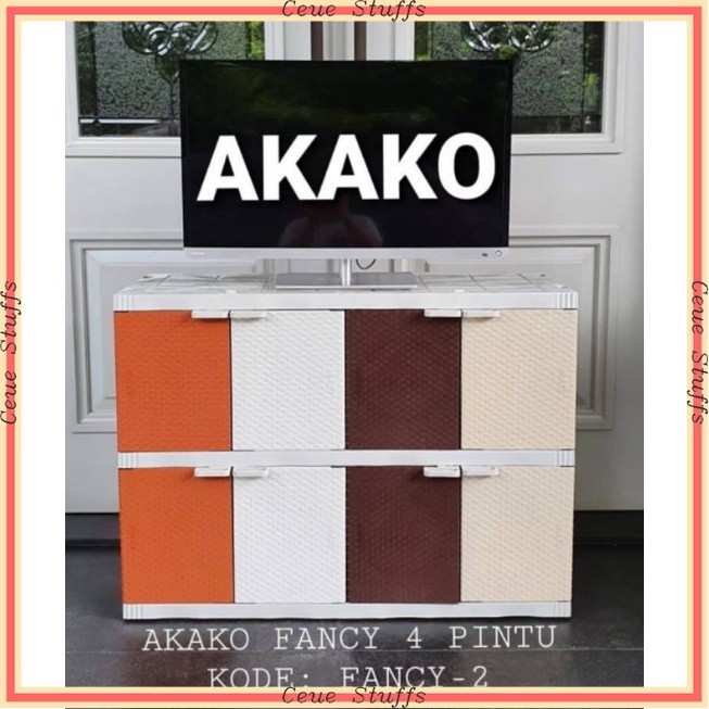 AESTHETIC PROMO MURAH TERBARU CANTIK KOKOH  Lemari Pakaian Plastik Akako Fancy 4 pintu 2 susun 3 sus