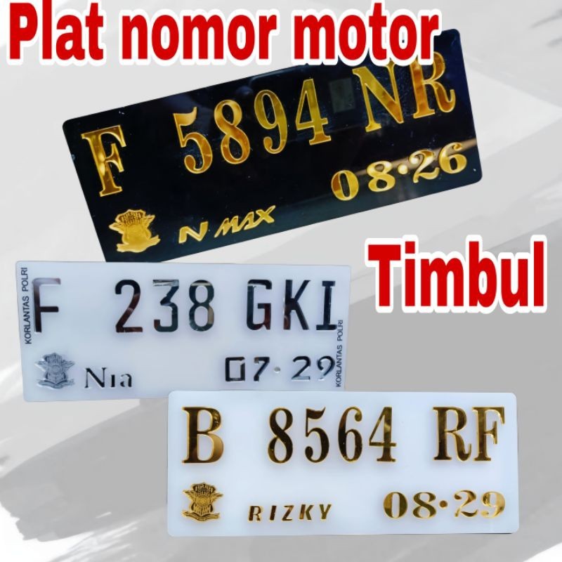 plat motor akrilik timbul / bikin plat nomor custom motor akrilik timbul
