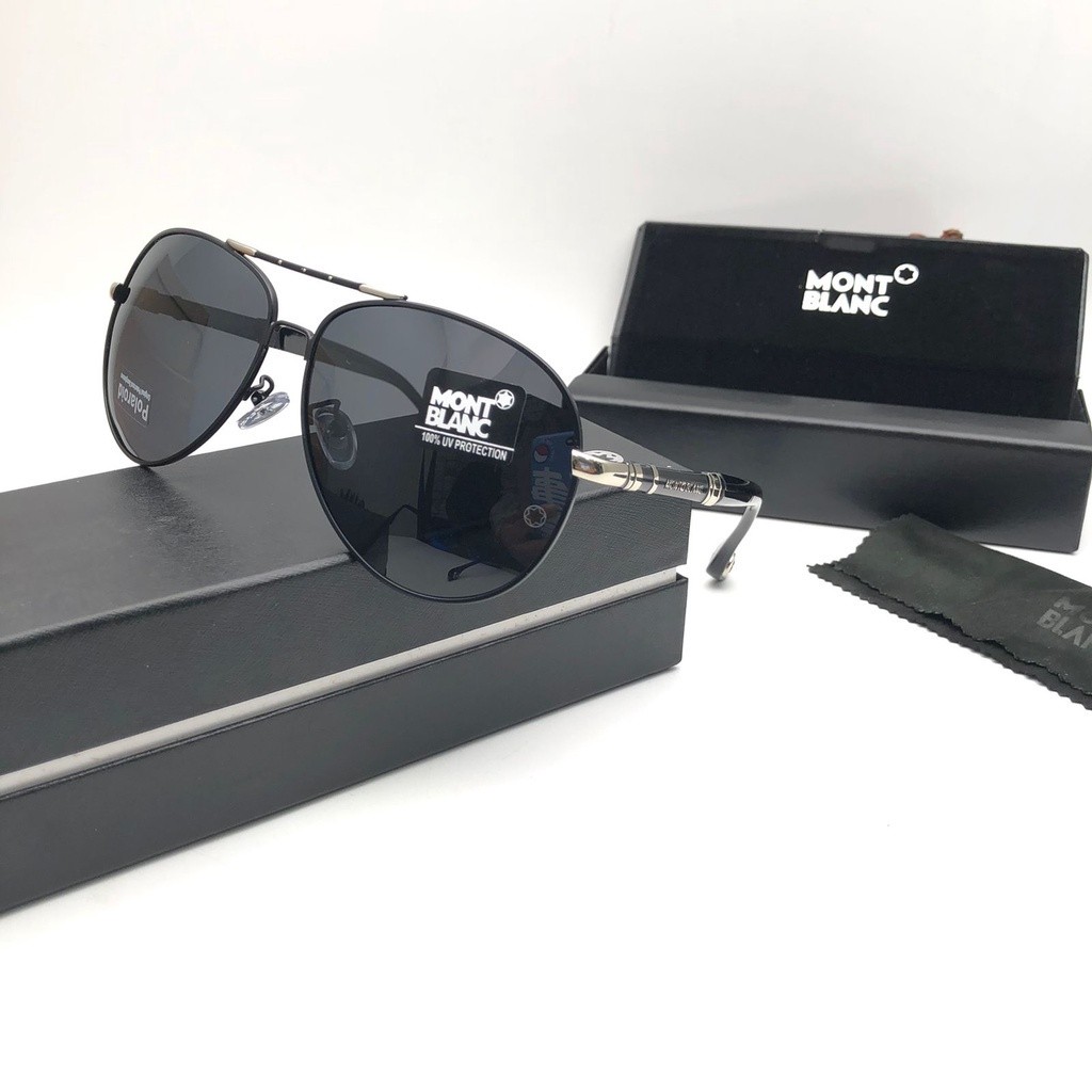 KACAMATA MONT BLANC MB 5512 AVIATOR TERBARU FRAME METAL TITANIUM POLARIZED PRIA WANITA .