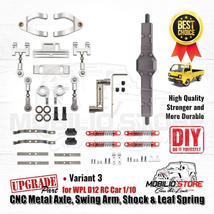 Upgrade Full Set CNC Metal Axle Swing Arm Shock & Leaf Spring WPL D12 - Variant 3