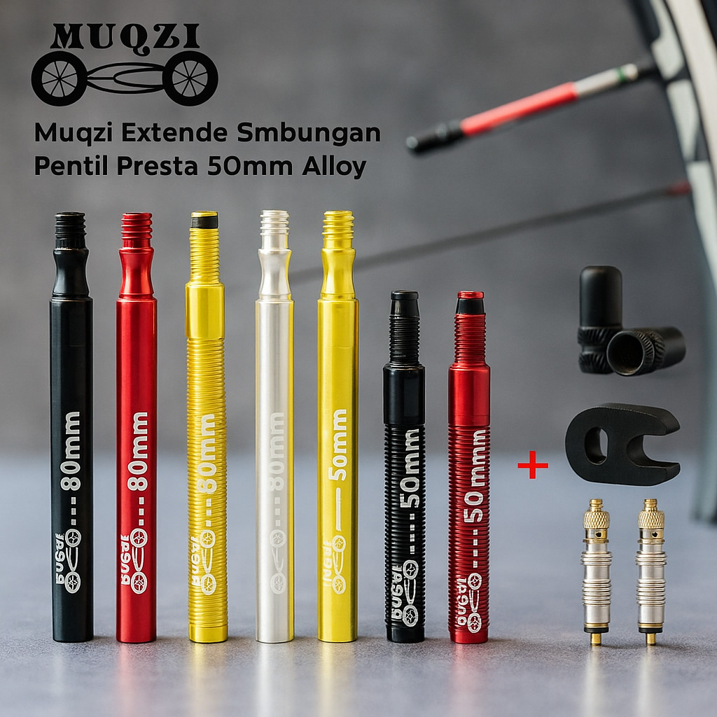 Muqzi Extender Sambungan Pentil Presta 50mm Alloy Adaptor Peninggi Cop Valve Sepeda FV Kecil Pjg 5cm