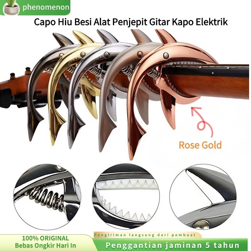 (COD) Alat Penjepit Capo Kapo Gitar Hiu Premium Alat Penjepit Capo Gitar Premium Shark Metalik Kapo 