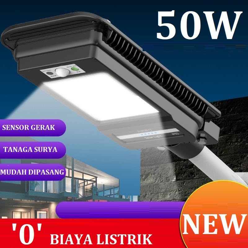 LAMPU JALAN TENAGA MATAHARI / SOLAR CELL 50WATT ALL IN ONE - 50WATT+PIPA TENAGA SURYA