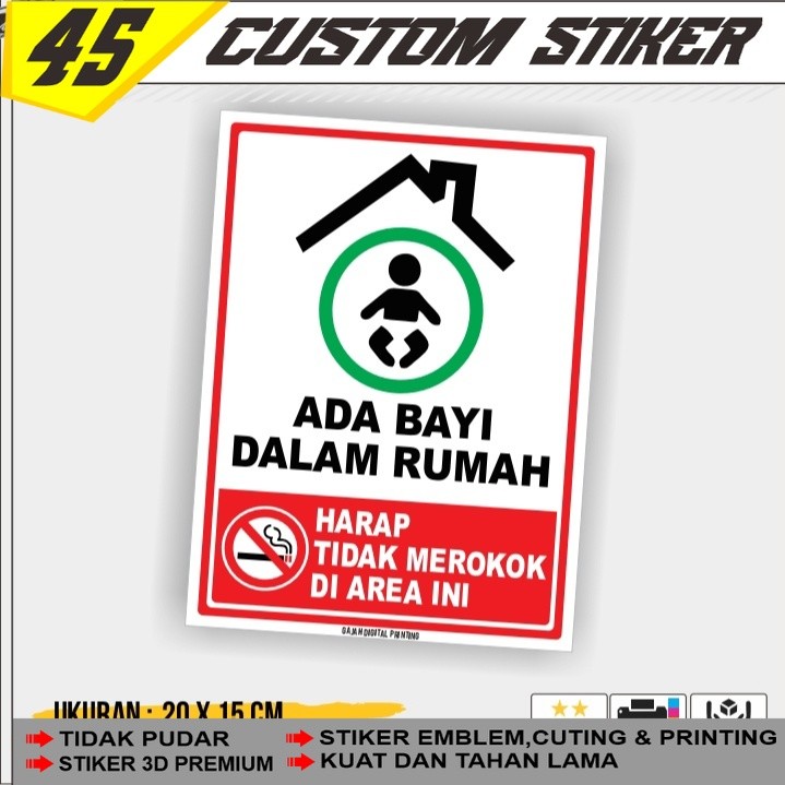 Stiker Ada Bayi Dalam Rumah / Dilarang Merokok