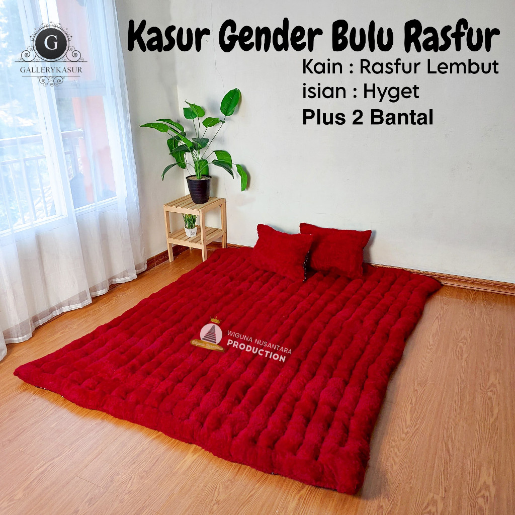 GERUSANBUPLAS Kasur Gender Bulu Rasfur Jumbo All Size Plus 2 Bantal Kasur Bulu Rasfur Tebal Empuk