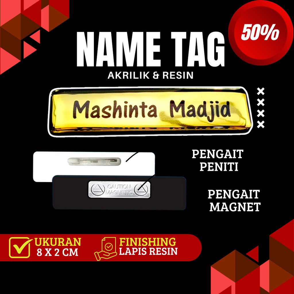 SEHARI JADI Name Tag Tebal 3 mm Nama Dada Papan Nama Grafir Gravir Gravier DOFF Laser MURAH( Nametag