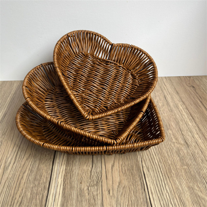 Imitation Rattan Fruit Basket Sundry Storage Basket Hand-Woven Storage Box Home Storage Supplies Tab