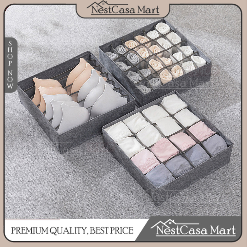 Kotak Penyimpanan Serbaguna Organizer Kain Sekat Laci Lemari Tempat Penyimpanan Celana Dalam Kaos Ka