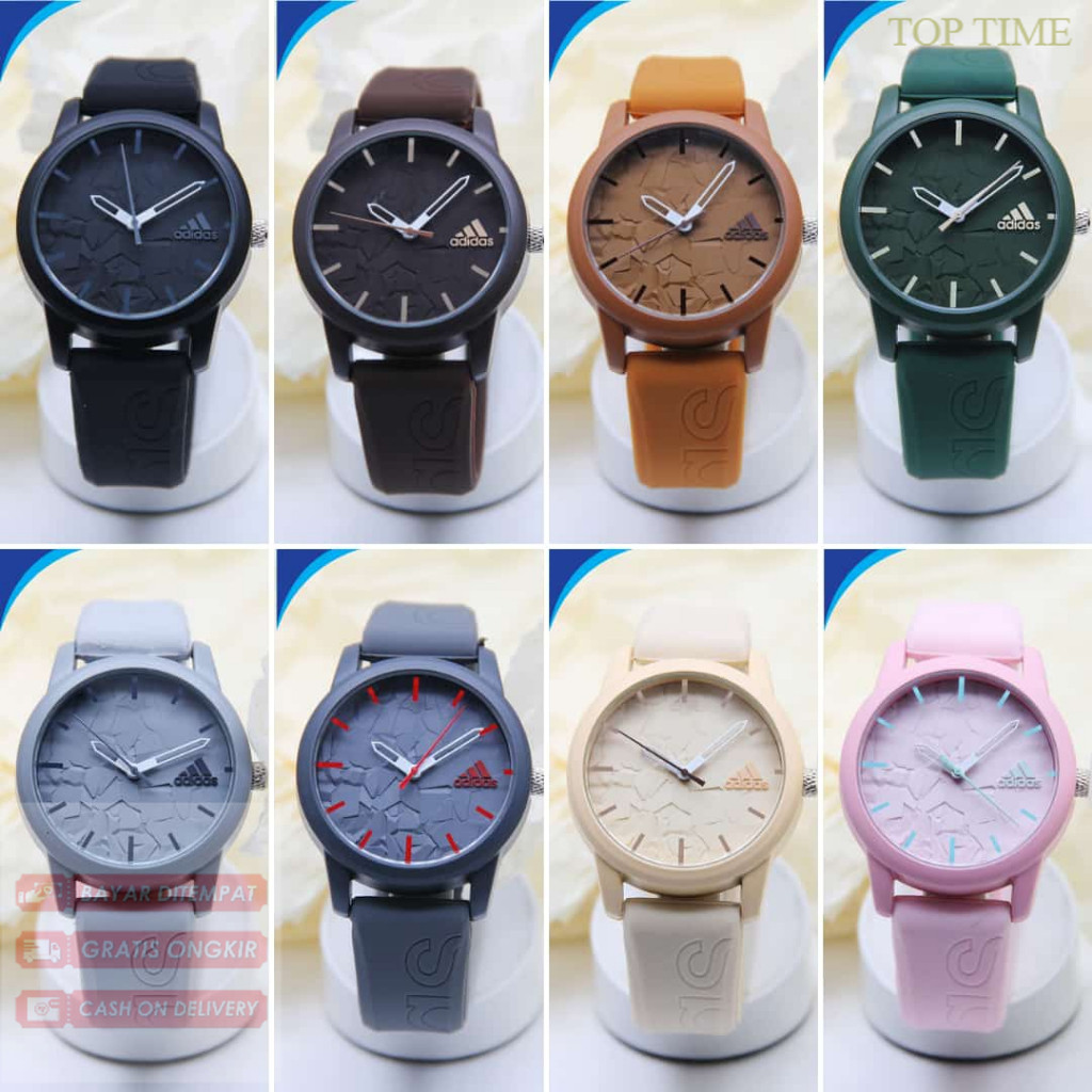 Jam Tangan Wanita Adidas-AG Stap Karet Casual Wanita Knop Gerigi Box Kancing ||JAM TANGAN TERBARU BI