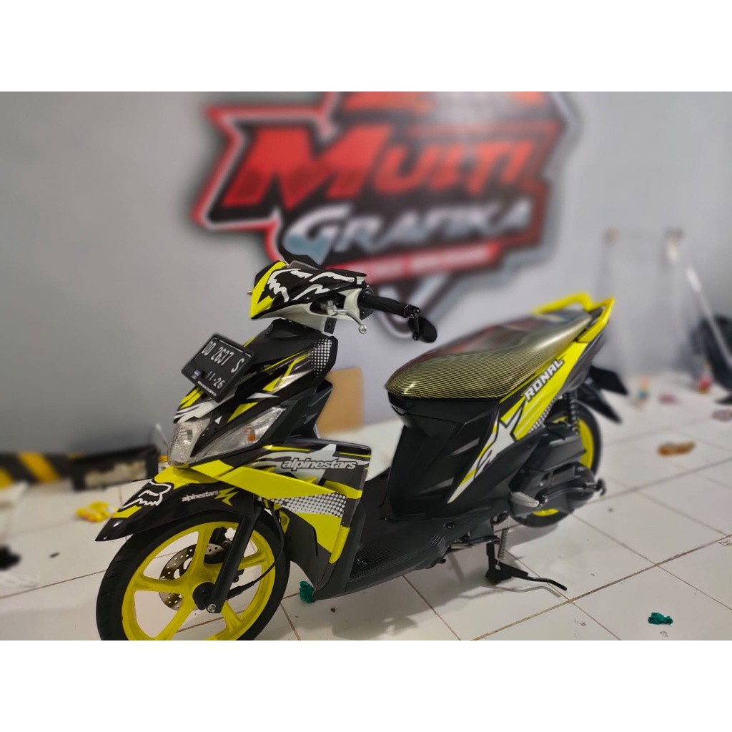 Stiker Striping MIO M3 Decal Seticker Motor mio M3 Variasi Full Body Kuning Hitam multi stiker