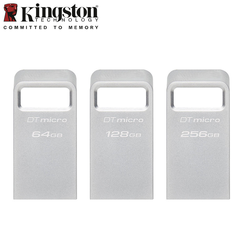 Original Kingston DTMC3G2 USB Flash Drive 64GB 128GB 256GB Silver Metal Pen drive Mini Pendrive USB3