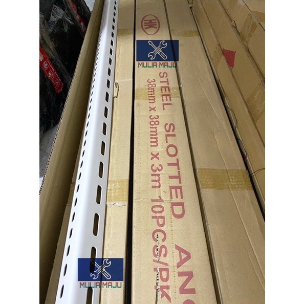 JANGANLIRIK Besi siku lubang 2mili PUTIH /besi siku rak 2mili 3meter SUPER TEBAL (perbatang)