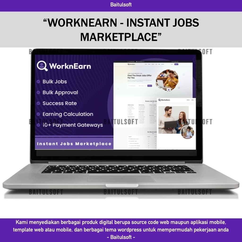 SOURCE CODE APLIKASI WEB WORKNEARN - INSTANT JOBS MARKETPLACE D281 BAITULSOFT