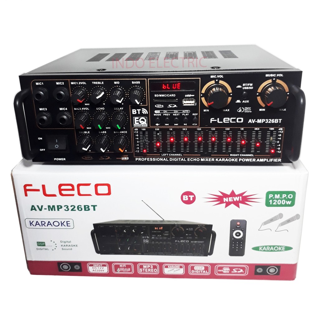 Fleco Power Amplifier Bluetooth AVMP-326A Ampli Stereo Karaoke NEWW