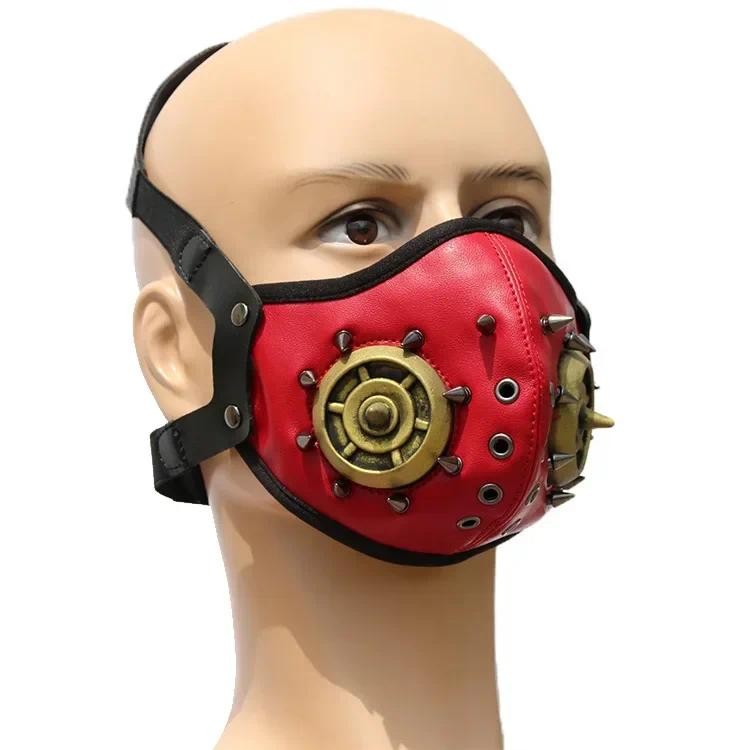 2025 New Cyberpunk Mechanical Masks Halloween Half Face Mask Funny Creative Rivet Mask Mechanical Ma