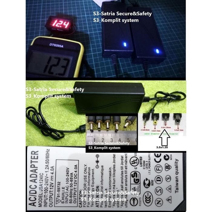 Adaptor 12v 2.5A 12V 3a Ukuran 3,5 mm x 1,35 mm jack 3.5mm x 1.35 mm
