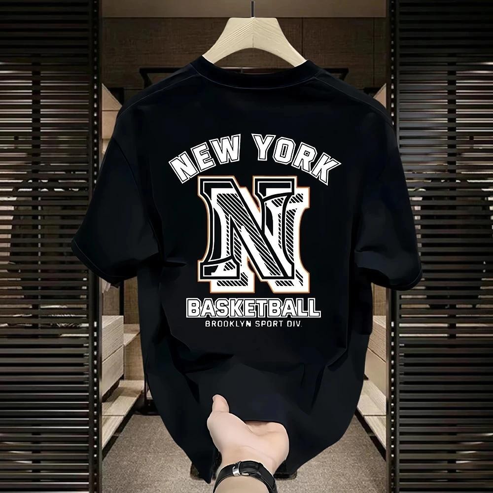 JS【COD Outlets Katun 100%】Offical distro atasan kaos|New York N cetakan pola.T-Shirt|Cotton|Tinggi|T