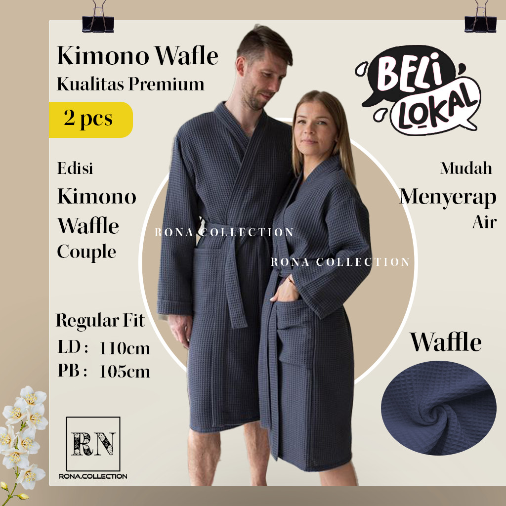 RONA kimono waffle Pasangan Couple Bathrobe Premium Mewah