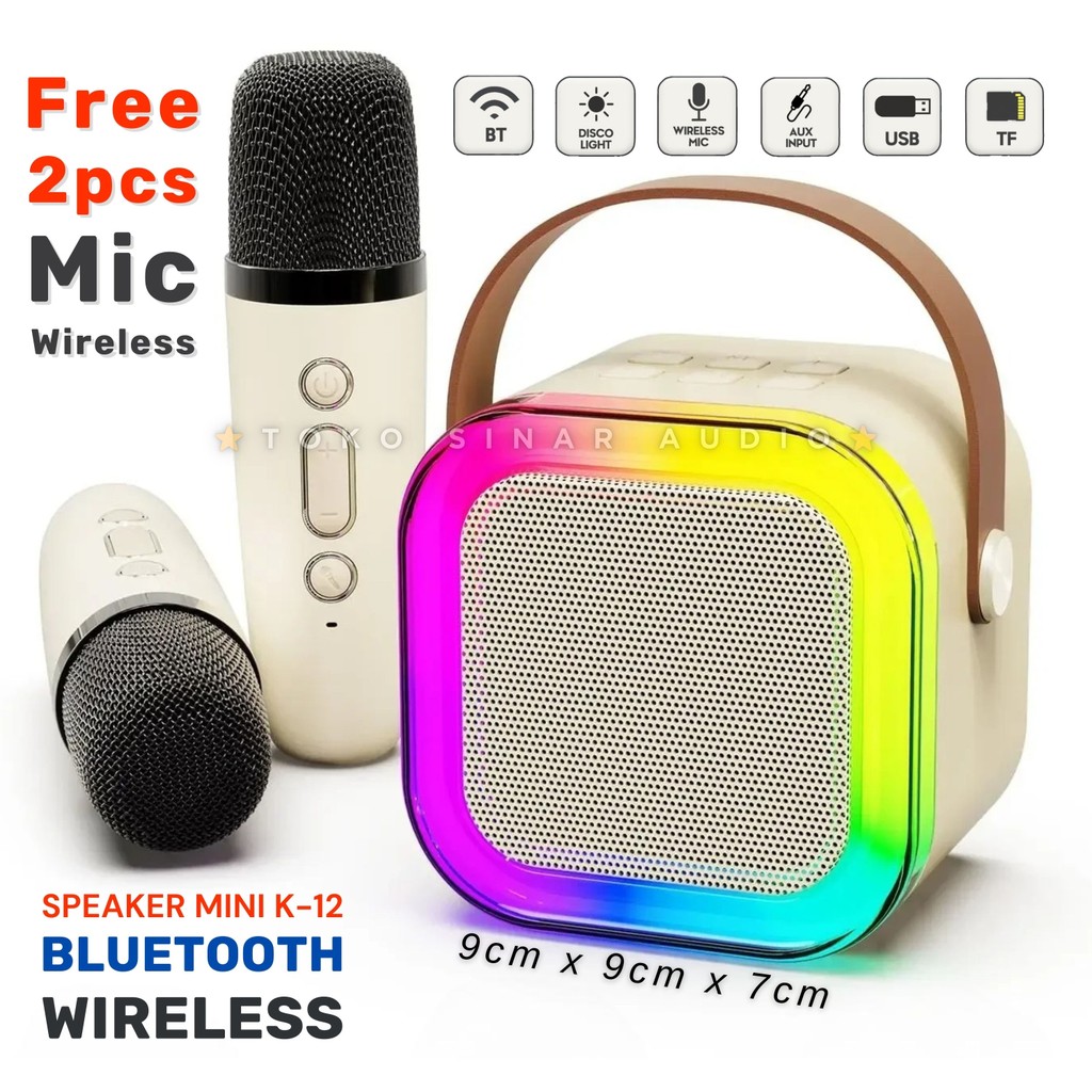 SERBA COD Speaker bluetooth 2Mic 1 set karaoke speaker ktv Wireless K-12 Lucu Portabel Luar Ruangan 