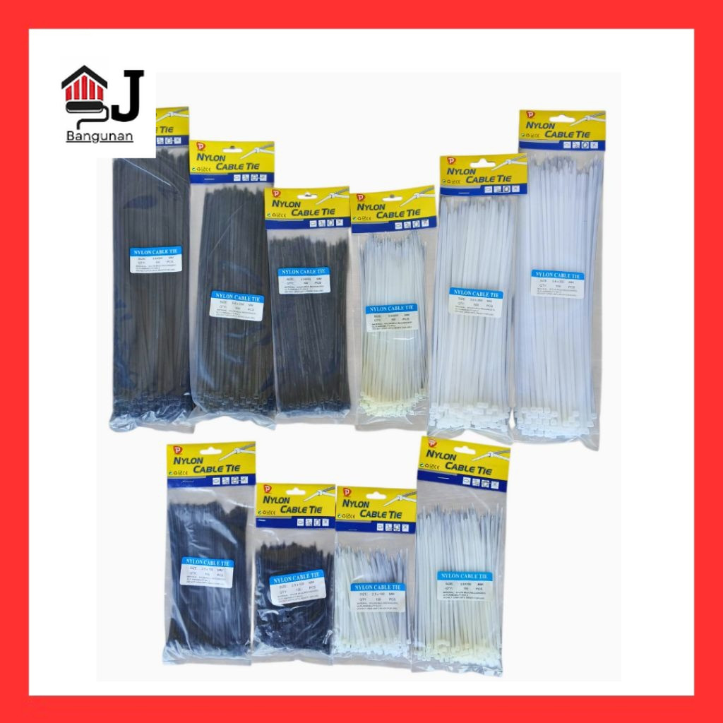 Kabel Ties Nylon Mini Ikat Kabel Serbaguna Cable Tie isi 100pcs Warna Hitam Putih - AJB