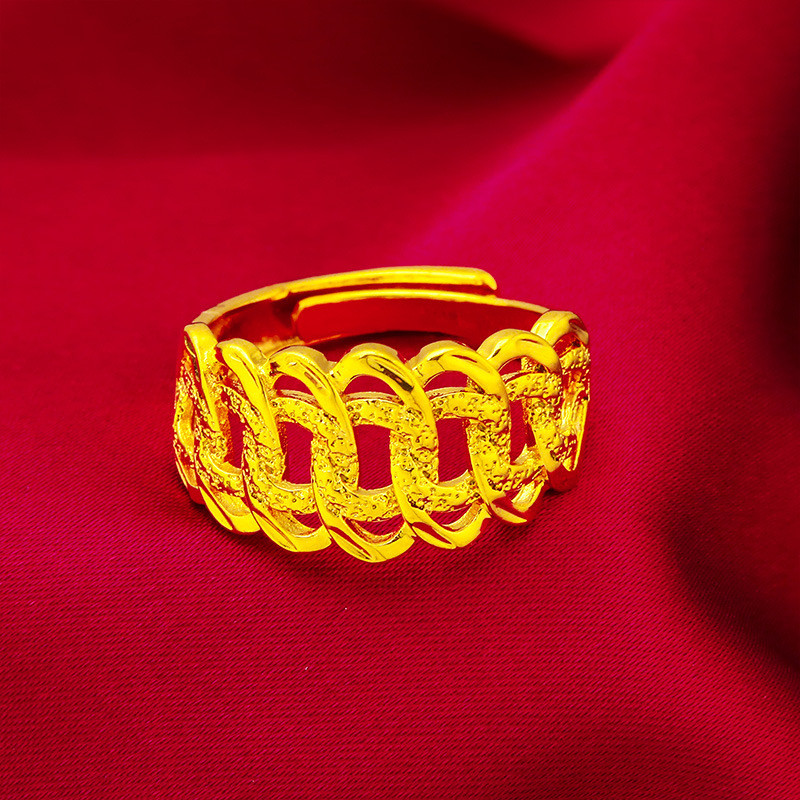 Cincin putar tepi lebar pria pasir emas Vietnam perhiasan pria cincin terbuka