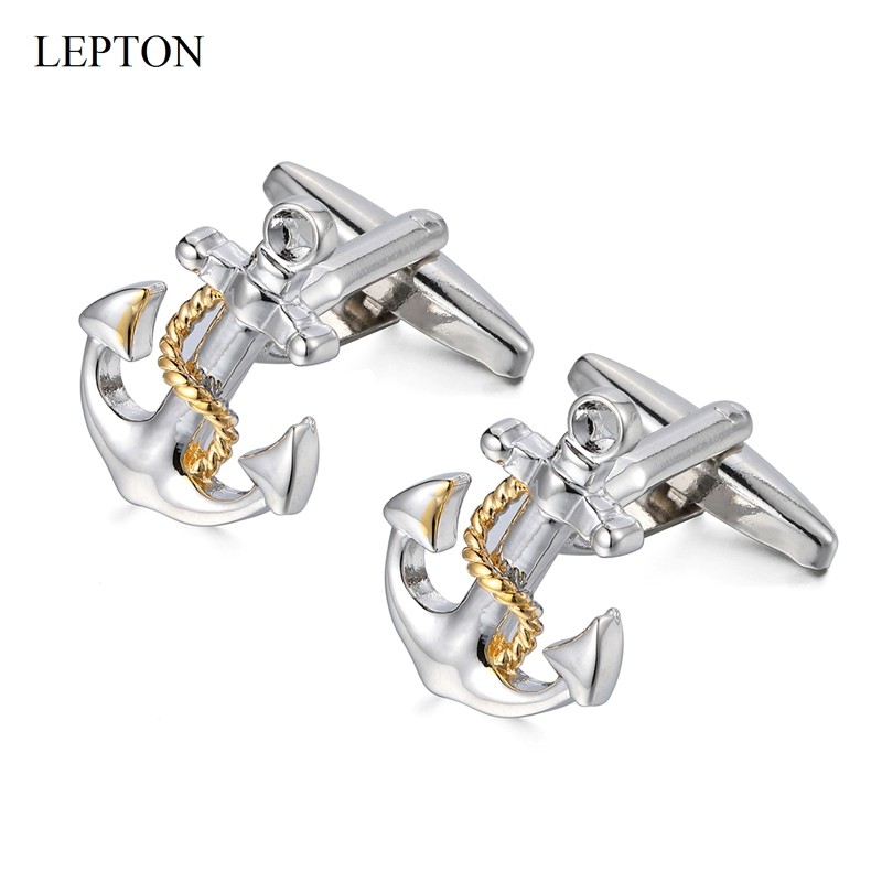 Lepton Anchor Cufflinks For Men Shirt Cuffs Cuff Links High quality Classic Nautical Anchor USN Navy