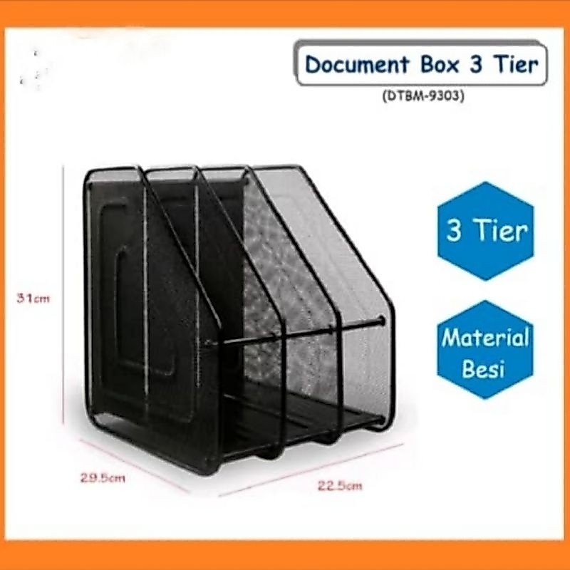 Box File/Document Tray Besi 3Tier Bahan Kokoh dan Tebal