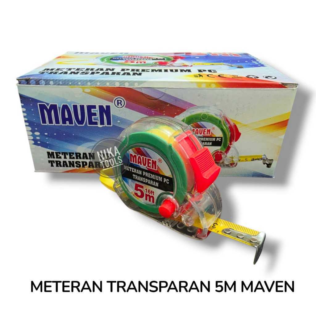 YONA.ID [12 PCS] Meteran Rol Tarik TRANSPARAN Tape Measure 5m Meter MAVEN