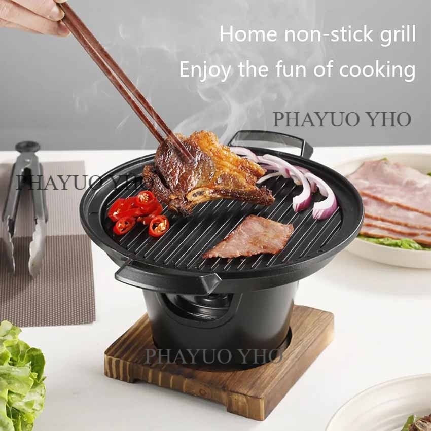 Mini Barbecue Grill Pan Set Panggangan Barbekyu Meja Portable Korean BBQ Grill Kompor Arang Untuk Ca