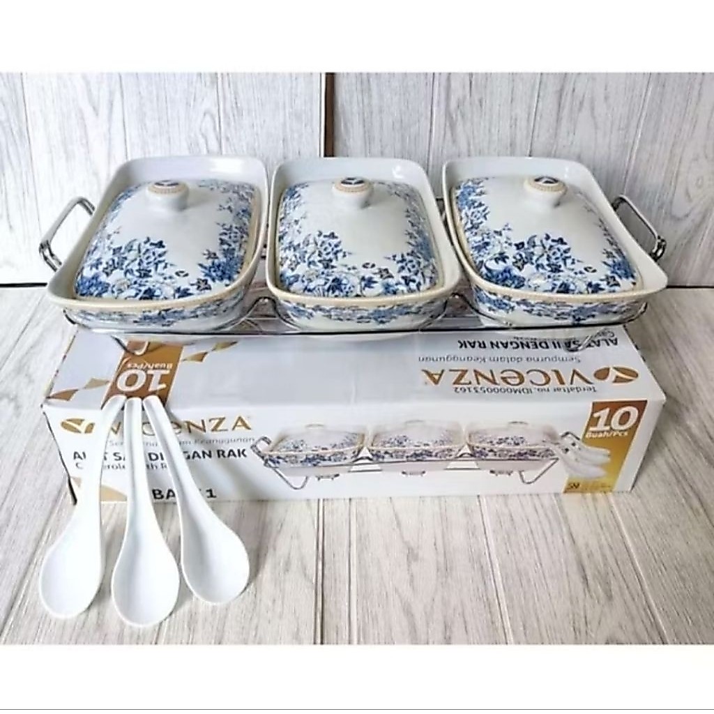 NP Aff2 - [VICENZA] BA751| Set-3 | Alas Saji dengan Rak | Casserole With Rack | Original