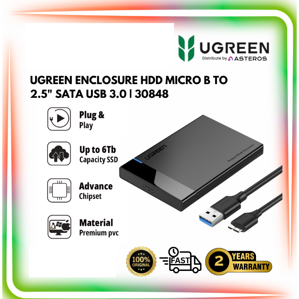 UGREEN Enclosure USB-A to 2.5" SATA Enclosure (USB 3.0) - US221 PN 30848