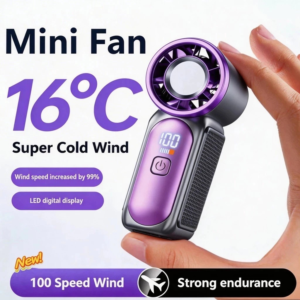 Kipas Mini Portable Pelajar LED– Dingin Seperti AC, Baterai Awet, Muat di Saku, Cocok Outdoor