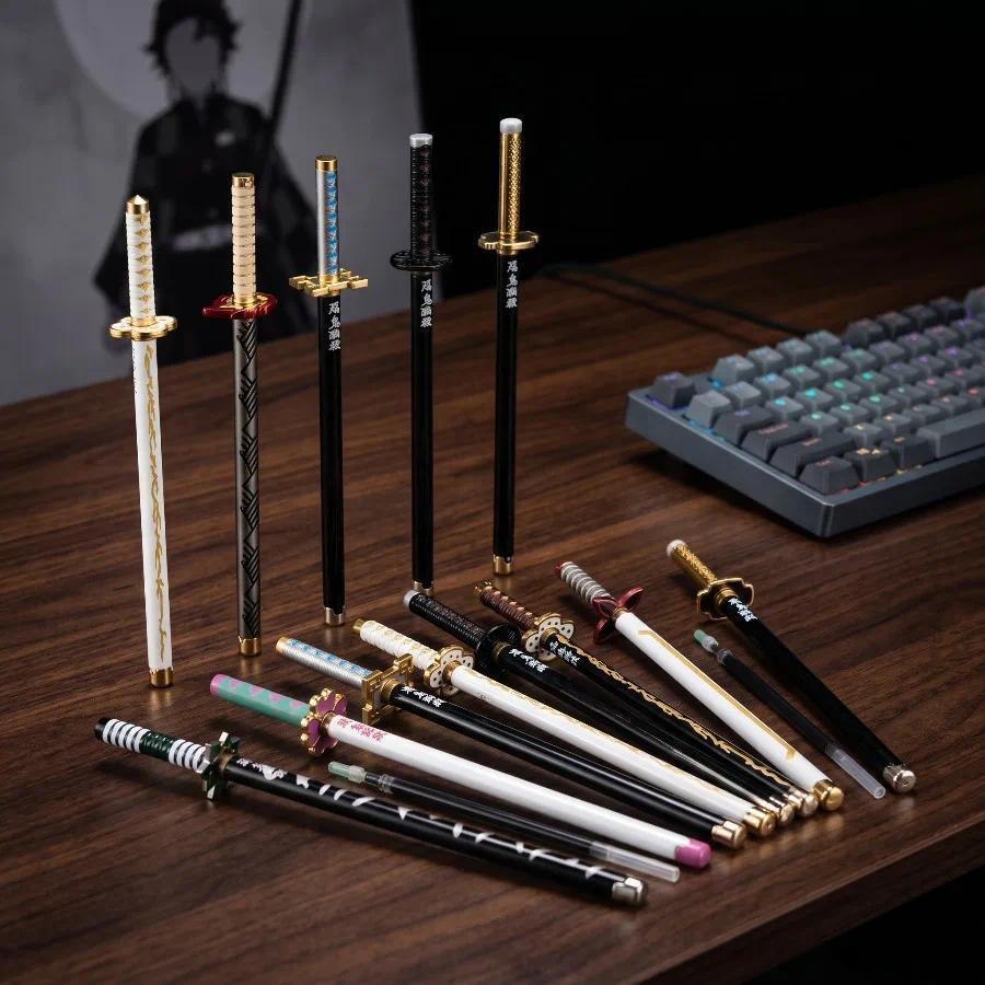 20cm Demon Slayer Signature Pen Shinobu Metal Real Size Katana Ballpoint Pen Anime Character Accesso