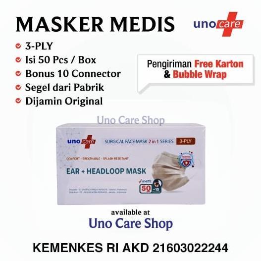 Velvet Co  Masker Surgical 3 Ply / Masker Medis UnoCare Warna Putih