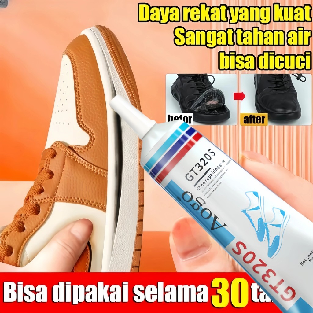 Lem Sepatu Import Transparan Tahan Air 60ML Serbaguna, Lem Super Lengket Tanpa Bekas untuk Sol Sepat