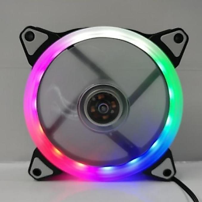 Com- Sku-1220 Fan Casing 12Cm Rgb Led Rainbow Konektor Molex Fan Case Kipas Angin Cpu Komputer Compu