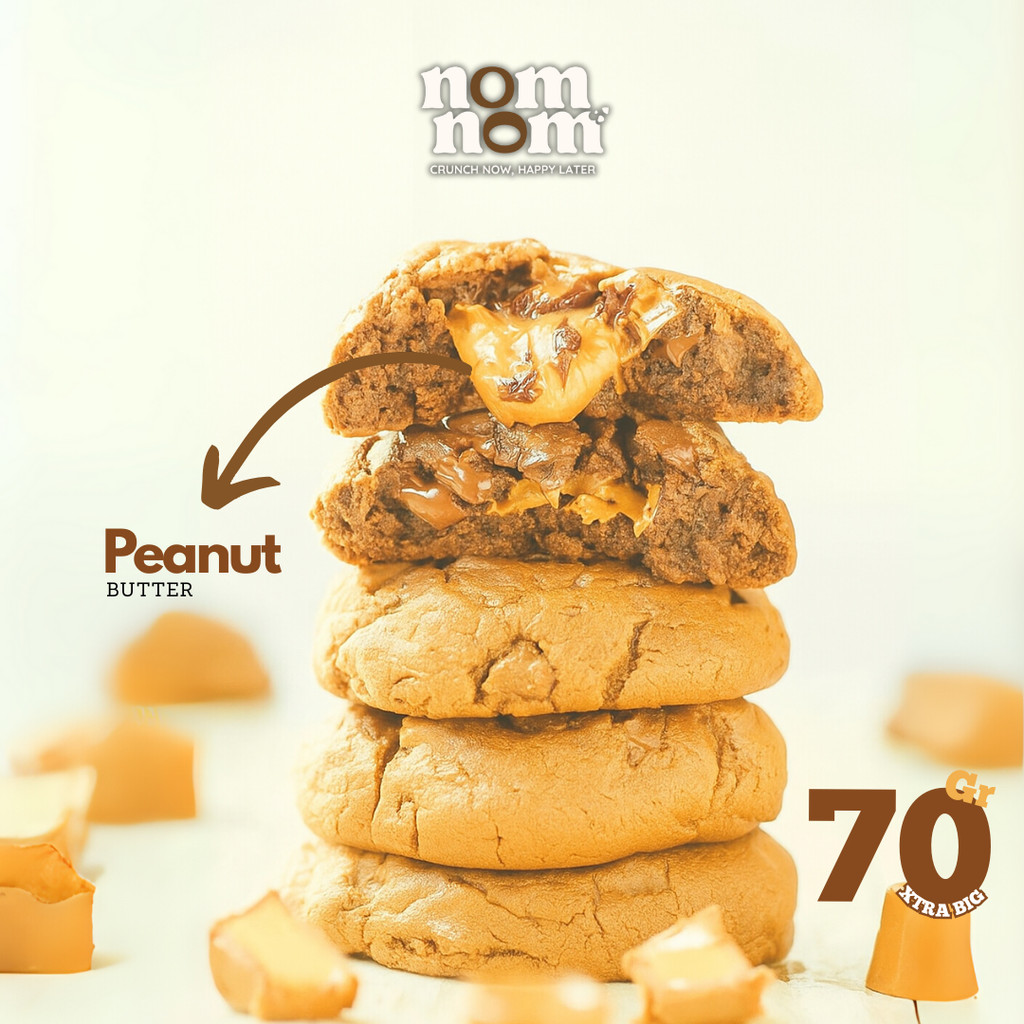 

NomNom - Choco Peanut Cookies | Camilan Softbaked Moist Texture Upsize 70gr