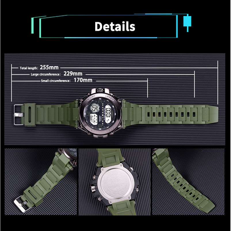 FAVORIT Jam Tangan Digital Pria Jam Alarm Multi-fungsi Jam Tangan Waktu Tanggal Jam Tangan Olahraga