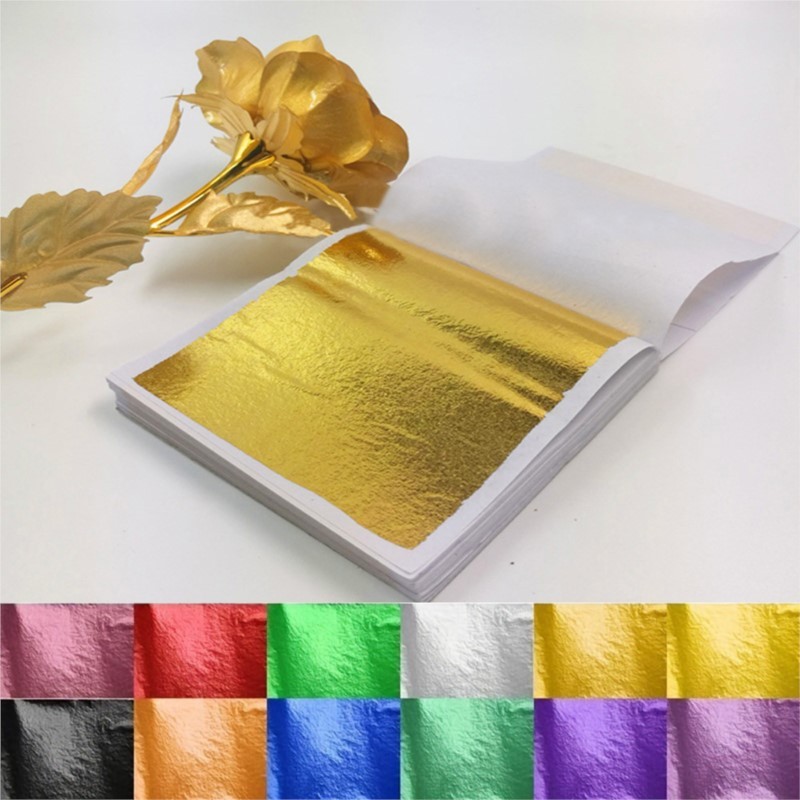 

100 Pcs Sheets Pure 24K Gold Foil Leaf Anti-Aging Gi g For Food Decorations Handmade Y Scrapbooking Craft Decoration