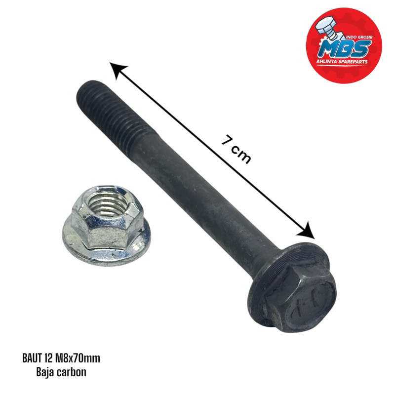 BAUT 12 FLANGE 7cm M8x70mm BAUT 12 PANJANG 7cm ORIGINAL RO