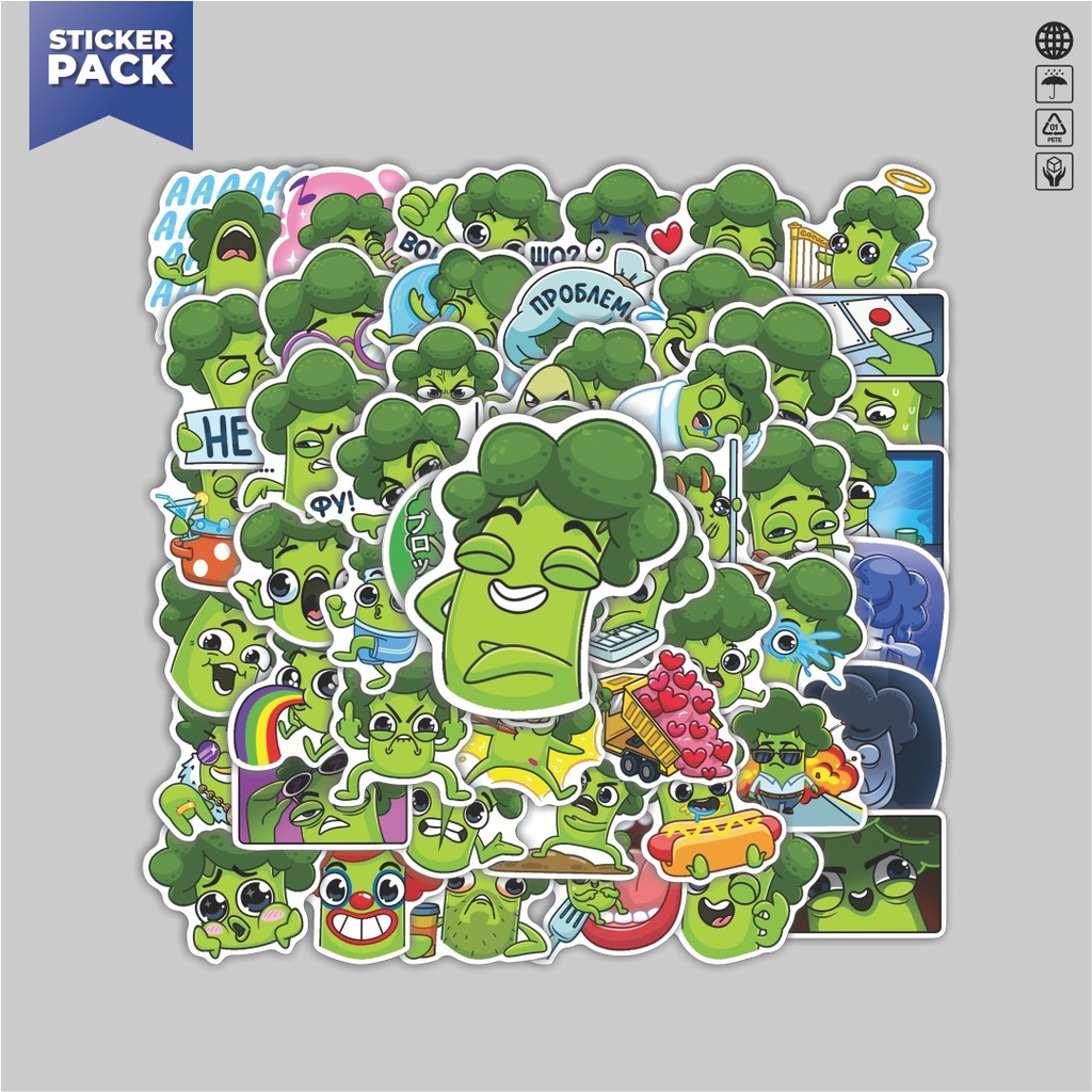 

[100PCS]Stiker Pack Stiker Sayuran Brokoli Aesthetic Vinyl Anti Air Dekorasi Sticker Laptop Buku Journal Koper Helm Casing HP Gitar Helm Skateboard