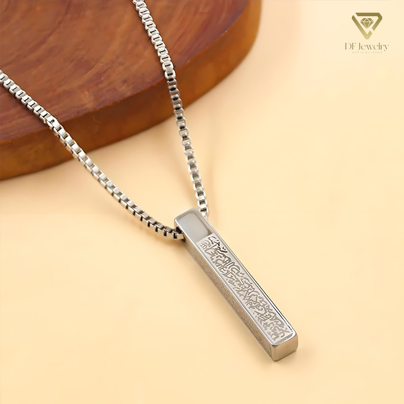 Kalung Titanium Anti Karat  Muslim Berlapis Emas Lafadz Allah Muhammad Kalung Tulisan Arab