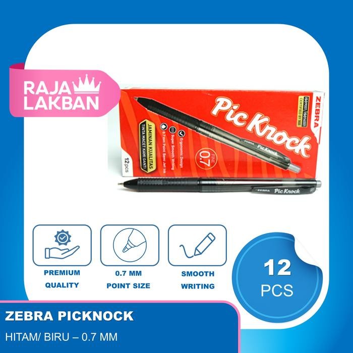 

Pulpen Klik ZEBRA PICKNOCK 0.7 mm, Hitam/ Biru - LUSIN - HITAM