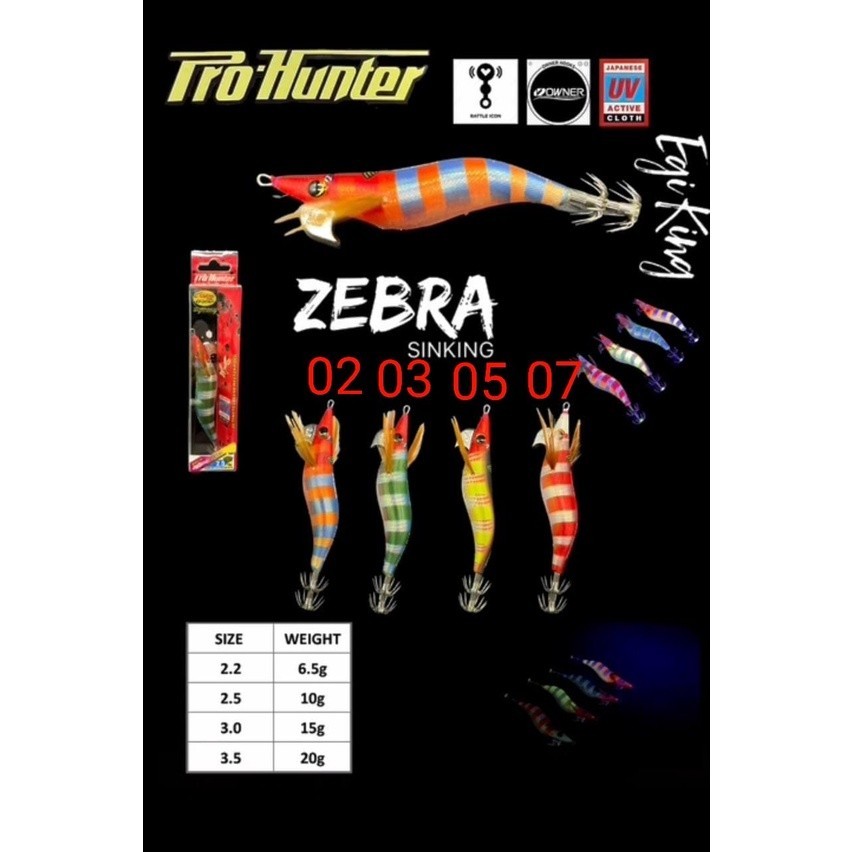 Squid / EGI King Pro Hunter Zebra Rattle - HAWI