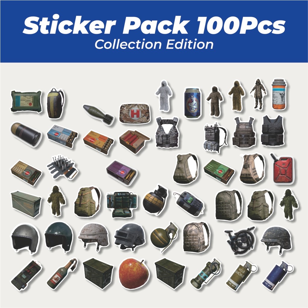 

Hot Stiker Game PUBG EQUIPMENT Lucu Anti Air Stikers Berperekat Waterproof Sticker Decal Buat Motor Helm Buku Journal Koper Casing HP Laptop Botol Minum