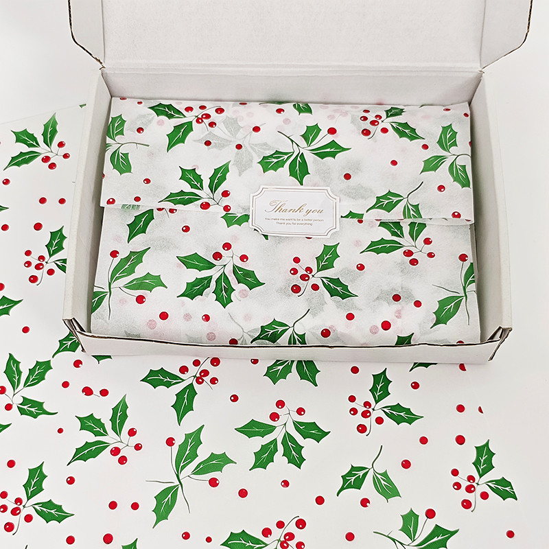

10pcs Green Leaves Tissue Paper Sheets, Christmas Botanical Printed Leaf Wrapping Paper for New Year Festival Wrapping Gifts